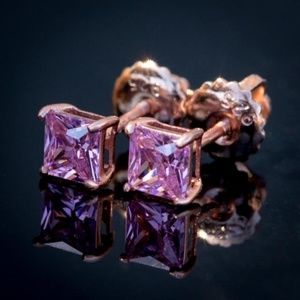 Small Pink Rose Gold Stud Earrings